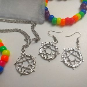 PENTAGRAM JEWELRY SET - Earrings + Necklace // New Fashion Hippie Pagan Boho